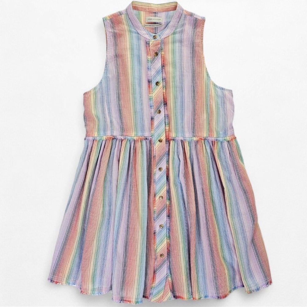Urban Outfitters Suki Sleeveless Button Front Rainbow Striped Dress XS